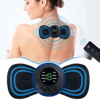 Mini Electric Neck Massager EMS Muscle Relaxer with 8 Modes Pain Relief