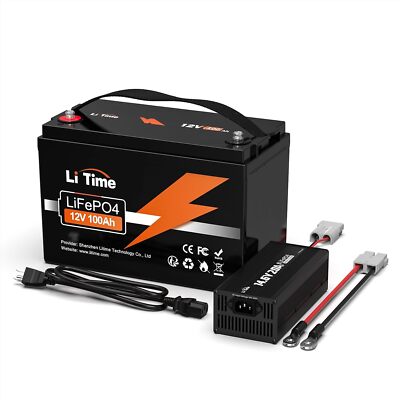 LiTime 12V 100Ah LiFePO4 Akku mit 20A Ladegerät Lithium Batterie für Wohnmobil