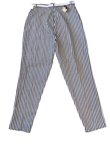 VINTAGE 70'S LORD ISAACS WOMEN'S BLUE WHITE STRIPE HIGH WAISTED PANTS SZ 14 NWT - 第 4/10 張圖片