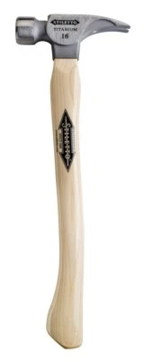 Stiletto TI16SC 16 Oz. Titanium Smooth Face Hammer, 18"Curved Hickory Handle