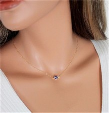Gold or Silver Plated Blue Evil Eye Hamsa Turkish Charm Pendant Necklace N119