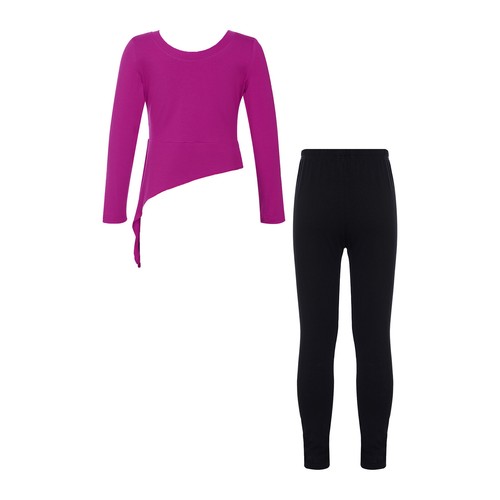 Girls Activewear Exercise Two-piece Set Irregular Hem Outfits Lightweight Kids - Picture 19 of 73