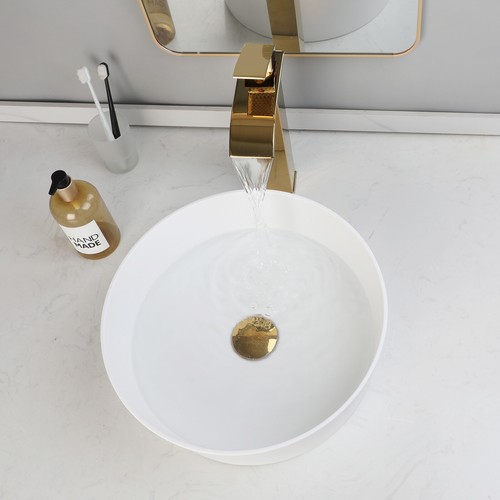 Bathroom Vessel Sink Black/White Washing Bowl Deck Mounted Brass Mixer Tap Drain - Picture 14 of 54