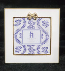 White Enamel Square Shape w Gold Metallic Coquette Bow Photo Frame 5x5 Sheffield