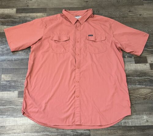 Columbia Mens Lightweight Short Sleeve Fishing Shirt Size 3XT Orange Excellent - Picture 1 of 3