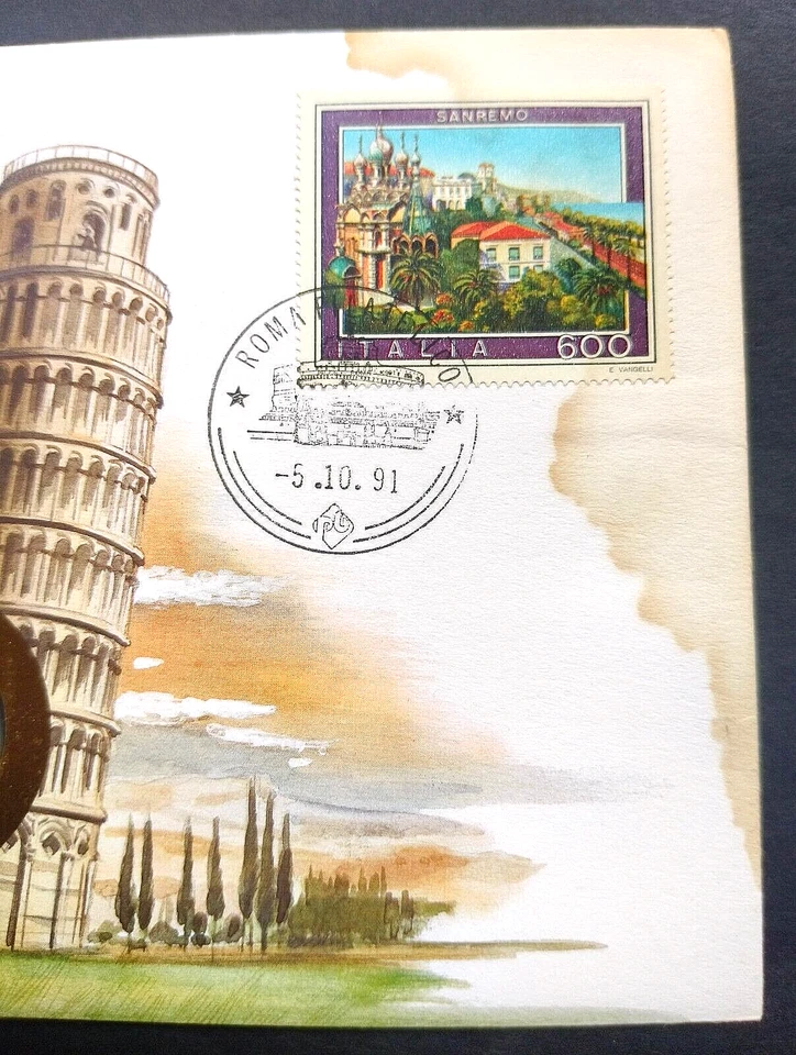 Italy - "ARCHITECTURE ~ LEANING TOWER OF PISA" Coin Cover PNC 1991 - Image 3 of 4