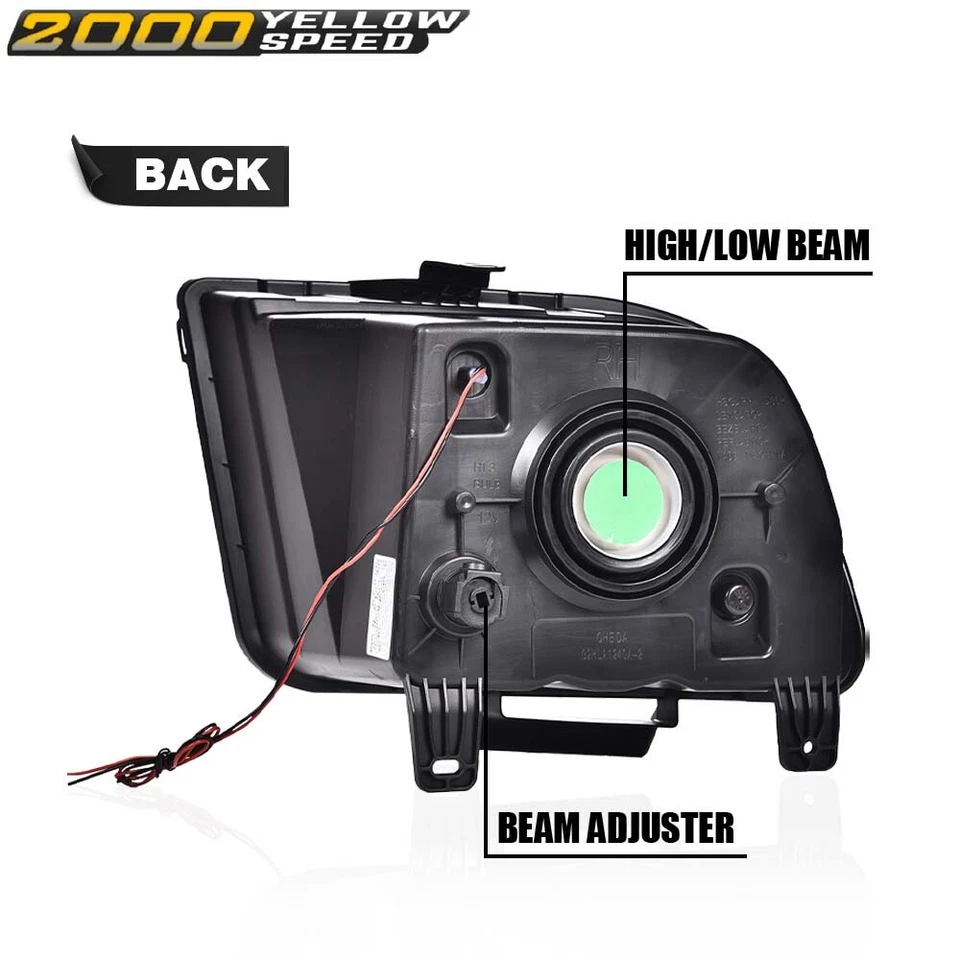 Fit For 2005-2009 Ford Mustang LED DRL Halo Headlights Assembly Black Headlamps Foto 3 de 4