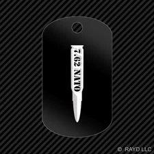 7.62 NATO Bullet Keychain GI dog tag engraved many colors .308 caliber 7.62×51mm