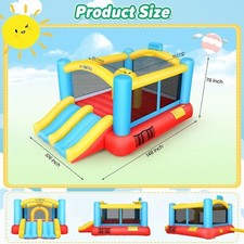 Kids Inflatable Bounce House with 2 Slides 470W Blower Indoor/Outdoor Playhouse