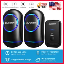Waterproof Wireless Doorbell Adjustable Volume 1000FT Plugin Receiver 45 Chime