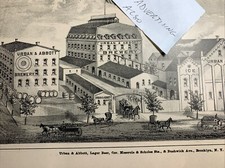 Brooklyn New York Beer Prepro Original Litho 1880 Urban & Abbott  Williamsburgh