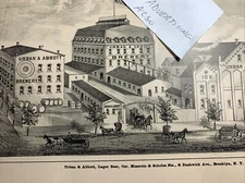 Brooklyn New York Beer Prepro Original Litho 1880 Urban & Abbott  Williamsburgh