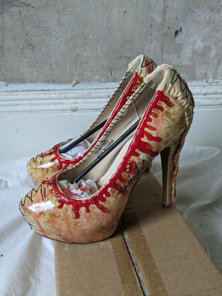 Ooak handmade ROTTEN FLESH DOLL killer high heel SHOES 6 39 corset