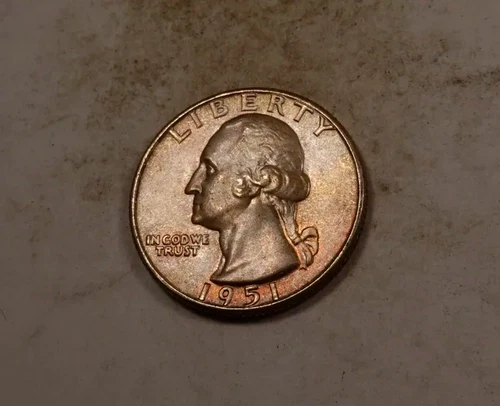 1951 Washington Quarter * Gem BU Rainbow Toned * 90% Silver * XQ606