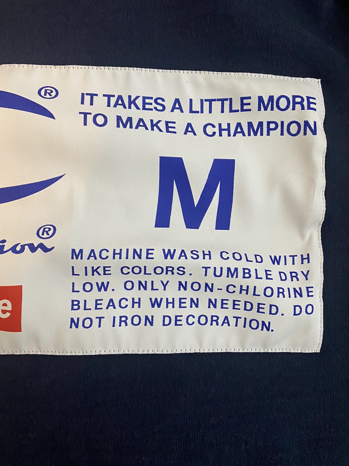 Supreme x Champion label hoodie navy blue medium image 3