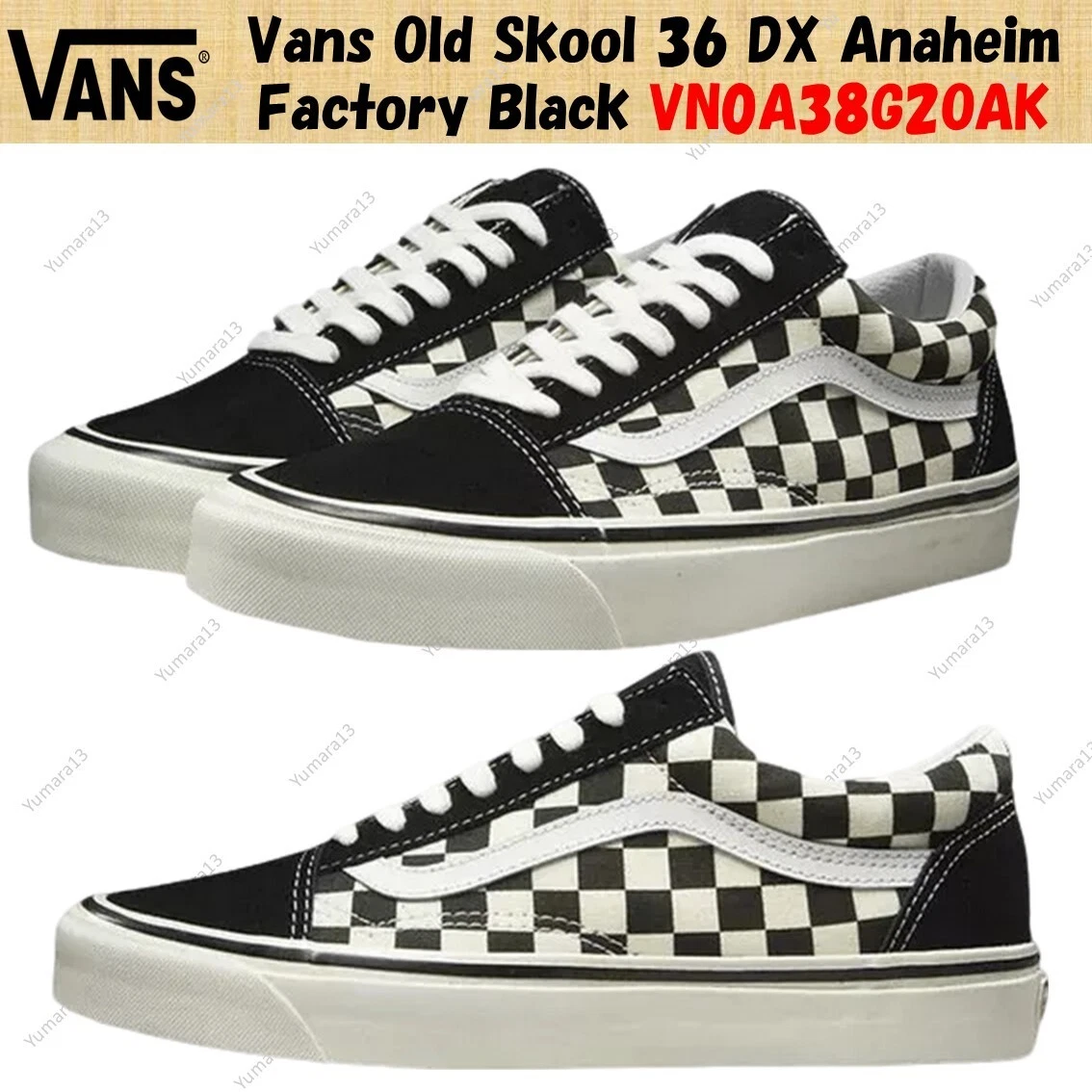 VANS Old Skool 36 DX Anaheim Factory - Black Checkerboard for Sale VANS Old Skool 36 DX Anaheim Factory - Black Checkerboard for Sale