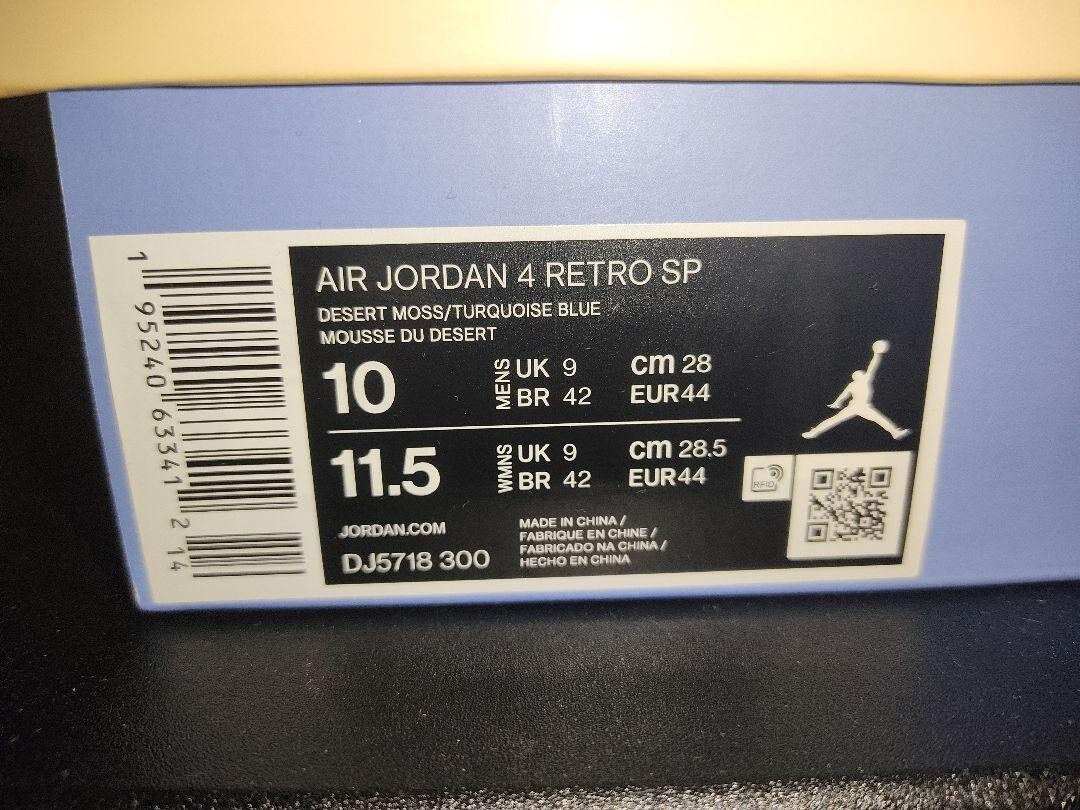 Nike Air Jordan 4 Union LA Retro Desert Moss DJ5718-300 UK9 28cm  