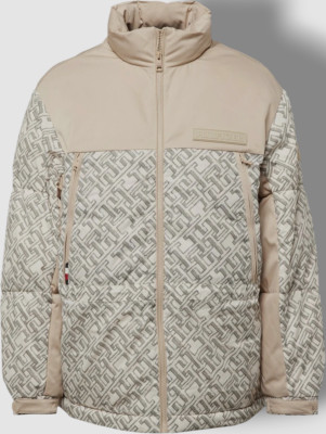 Tommy Hilfiger Men's White Beige New York Sketch Monogram Puffer Jacket (Size M)