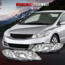 For 2006-2011 Honda Civic Sedan Chrome Housing Headlights Assembly Left Right