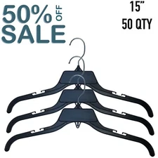 Black Clothes Hangers 15" for shirts  Lot of 50 *SALE* 60% OFF (IT#8)