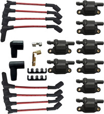 8 Pcs Square Ignition Coil with One Set Wires Compatible with Cadillac Chevy GMC