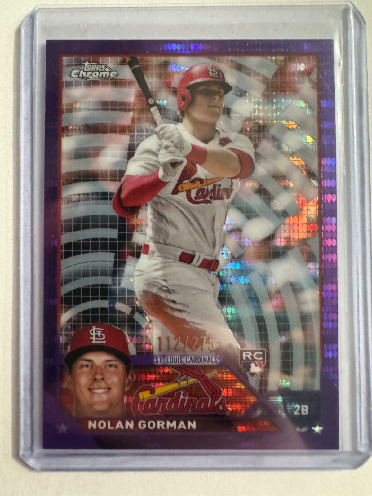 K207,175 - 2023 Topps Chrome Purple Sonar Refractors #192 Nolan Gorman #/275
