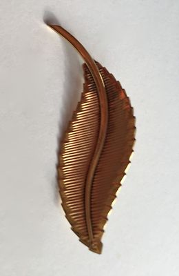 Broche Feuille Vintage Murat Années 50 - Métal Doré - Occasion