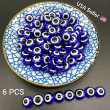 6Pcs 8mm Oval Beads Evil Eye Resin Spacer Beads for Jewelry Making DIY Bracelet