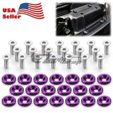 20Pcs Purple Billet Aluminum Fender Bumper Washer Bolt Engine Bay Screw Kit JDM