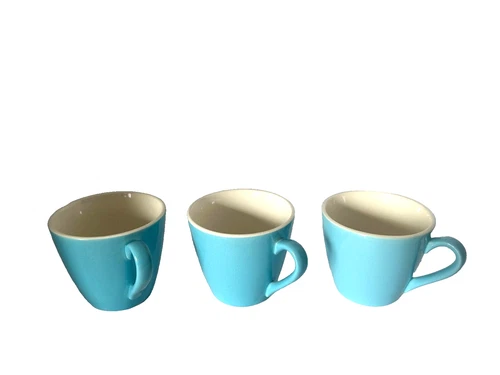 3 Vintage Blue Coffee Mugs Tea Cups Mid Century Porcelain Retro Royal China