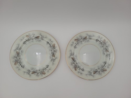 Set of 6 Narumi China Olympia Pine Cone China Bread Plates Holiday Winter VTG - Picture 2 of 9