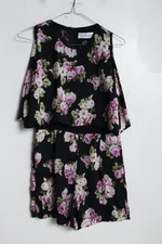 Vintage Diffuse Y2K Floral Patterned Layered Dress Black - Size 10 (A17)