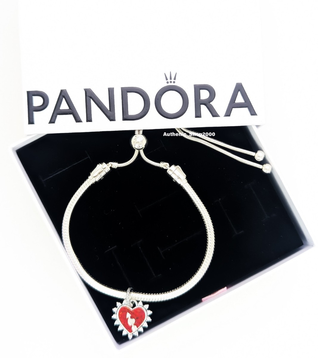 NEW 100% Authentic PANDORA Spinnable Arrow Heart Charm Bracelet