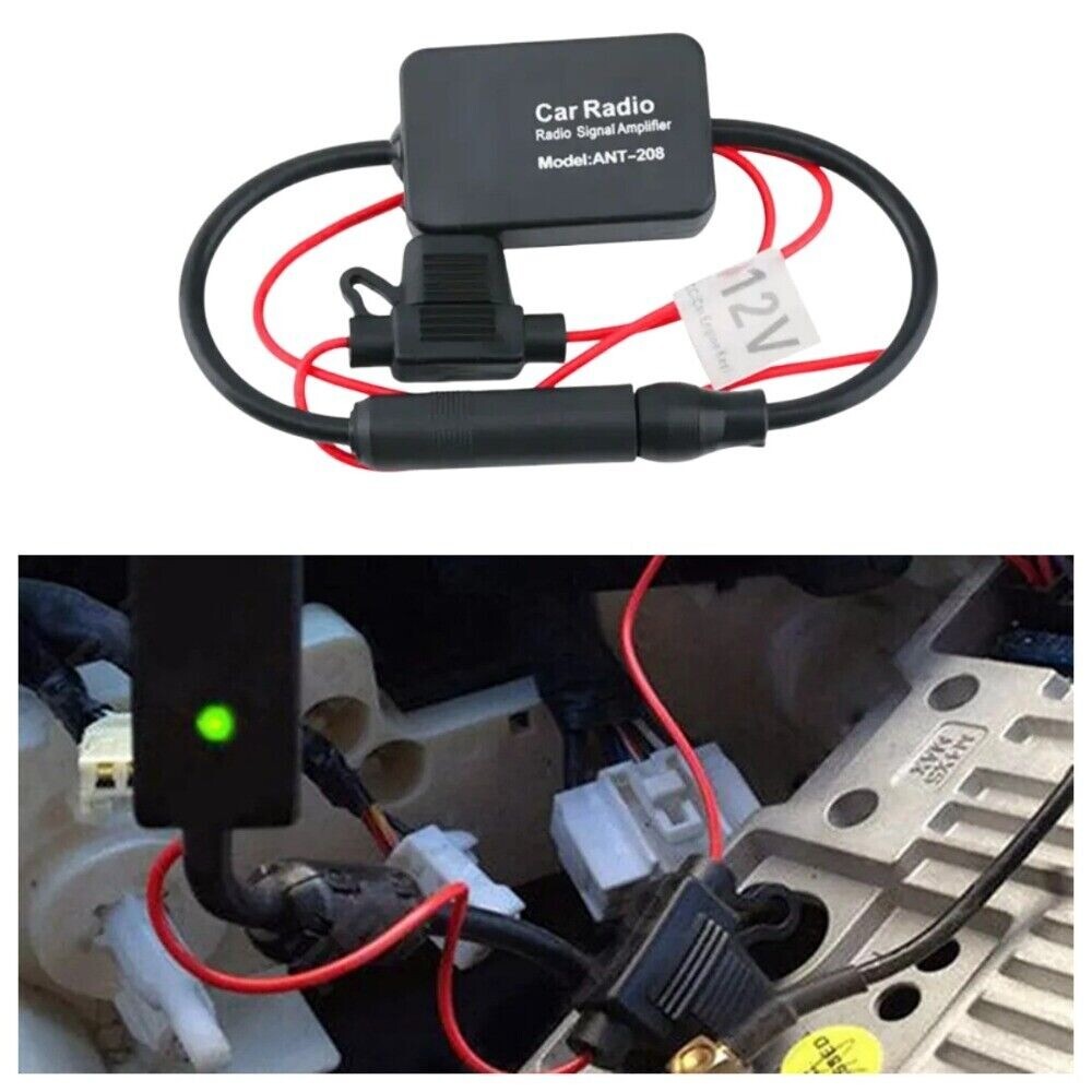 Car Stereo FM/AM Radio Signal Antenna Signal Amplifier Auto Aerial Amp Booster.
