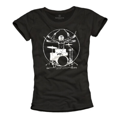 Rock Shirt Damen Drummer Schlagzeuger Musik Sommer Top rockige Oberteile Frauen