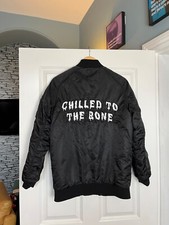 Zoe Karssen Black Chilled To The Bone Embroidered Bomber Satin Jacket Xs Uk 6 8