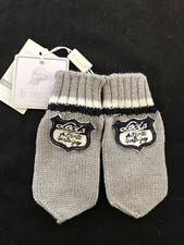 Il Trenino Italy NWT 100 Wool Grey Sports Guy Emblem Mittens - 2T-4T