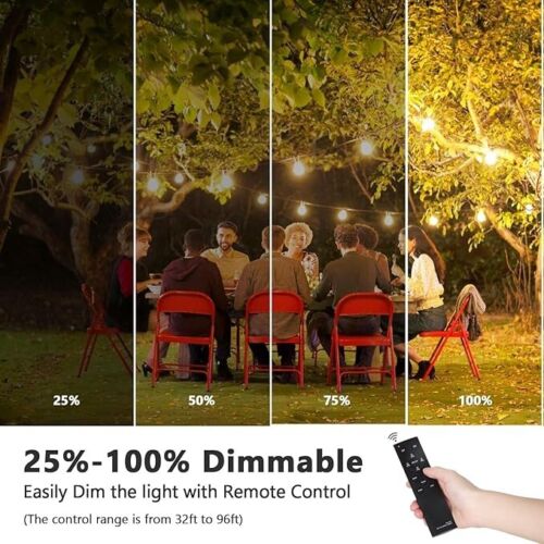 Outdoor/Indoor Solar Patio String Lights 15+2 LED S14 Bulbs Dimmable 48' Dual - Picture 5 of 6