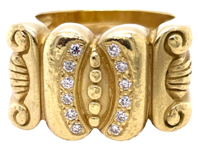 18K VAHE NATCHAYAN Gold Diamond Band Ring