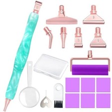 Diamond Painting Art Drill Pen Kit with Screw Steel Aqua Green-Rose Gold Metal