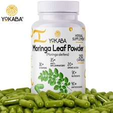 500 Capsules Moringa Oleifera Leaf Powder 5000mg - Organic Herbal Extract YOKABA