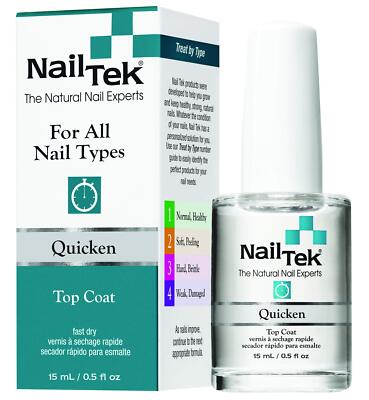 Nail Tek Quicken, Fast Drying Top Coat for All Nail Types 0.5oz