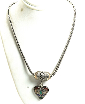 Bali Design Halskette Sterlingsilber Emaille Herz Anhänger