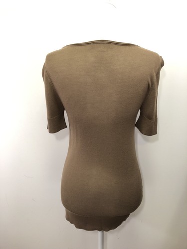 ANN TAYLOR LOFT Talla Pequeña Mujer Mangas Cortas Marrón Suéter Rayón Prenda para el torso de Seda - Imagen 8 de 11