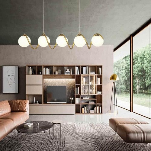 Lampadario a sospensione da soffitto twist 5 x sfera in vetro bianco g9 bronzo - Foto 3 di 5
