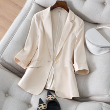 New Women's Suit Jacket Casual one button OL business Blazer 3/4 Sleeve coats