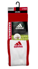 Adidas, Rivalry, White w/Red Athletic Stirrup OTC Socks, 2Pk. Size 13C-4Y