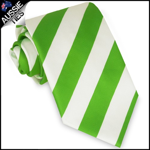 MENS GREEN & WHITE STRIPE SPORT TIE stripes striped necktie eBay
