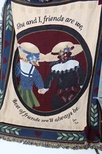 Tapestry Blanket Throw With Two Girls She and I, Friends are We ... Fringed
