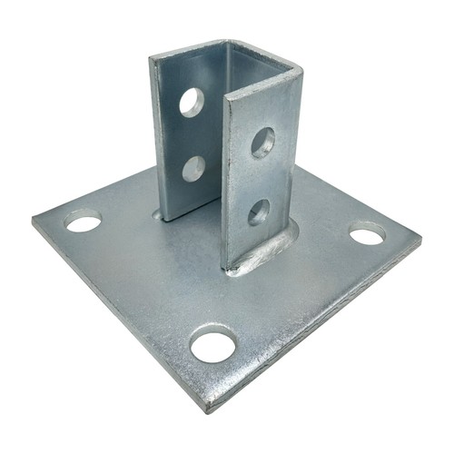 (4) 4 Hole Post Base, 6" Square for 1-5/8" Strut Channel, Side Orientation - Picture 2 of 5